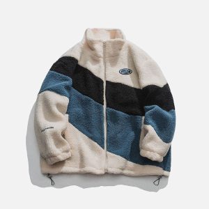 Aelfric Eden Three-color Patchwork Sherpa Coat