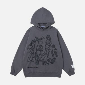Aelfric Eden Cartoon Line Character Graphic Hoodie