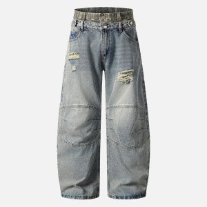 Aelfric Eden Double Waist Wrinkle Baaggy Barrel Jeans
