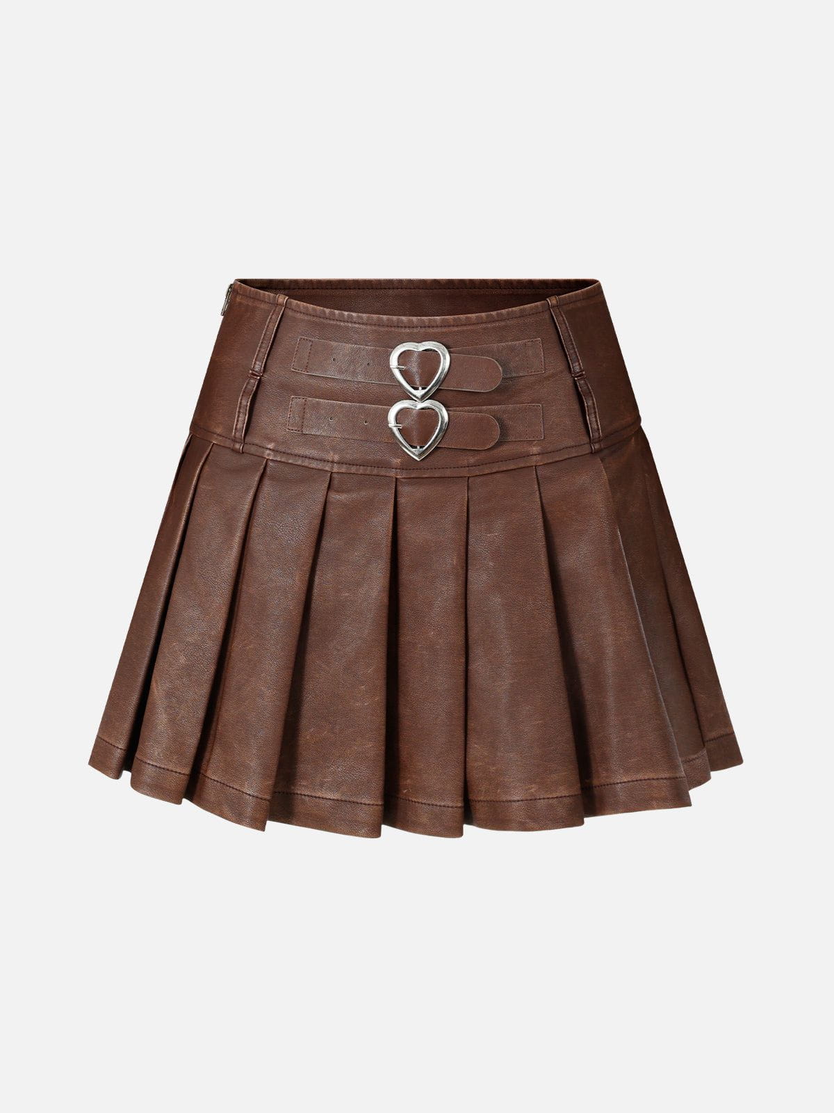 Aelfric Eden Heart Belt Faux Leather Pleated Skirt - Image 2