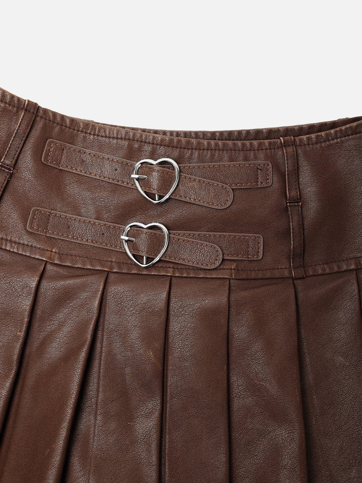 Aelfric Eden Heart Belt Faux Leather Pleated Skirt - Image 10
