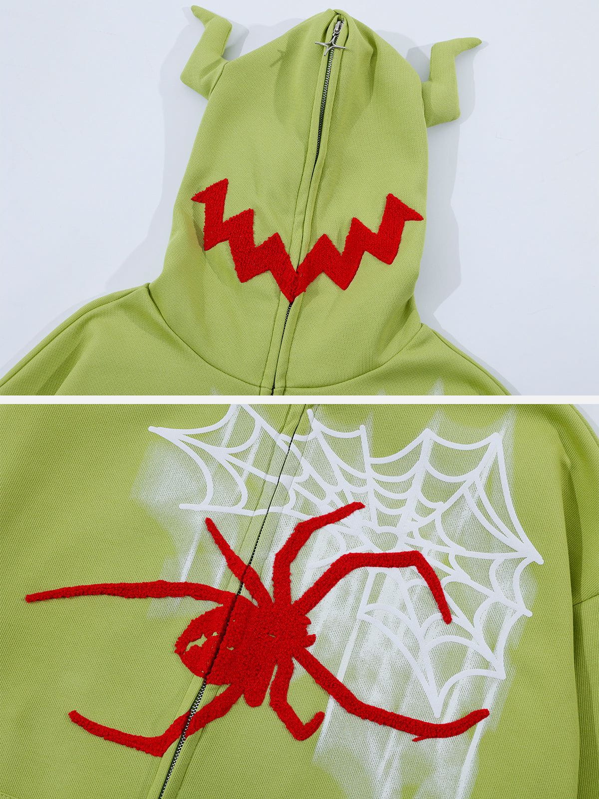 Aelfric Eden Horn Design Flocking Spider Zip Up Hoodie - Image 17
