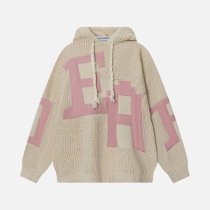 Aelfric Eden Letter Jacquard Knit Pullover Hoodie