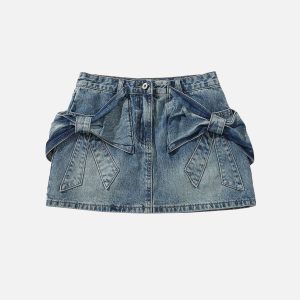 Aelfric Eden Bow Denim Micro Mini Skirt