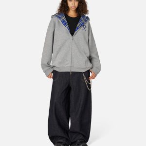 Aelfric Eden Plaid Double Layer Zip Up Hoodie