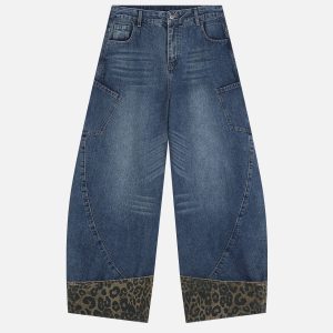 Aelfric Eden Leopard Cuffed Super Baaggy Barrel Jeans