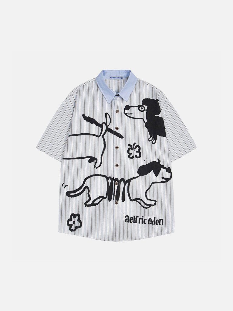 Aelfric Eden Puppy Graphic Striped Shirt