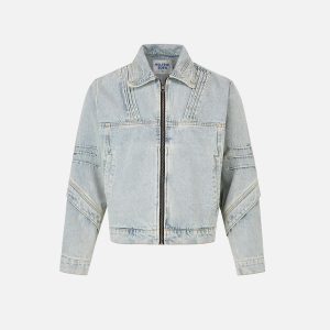 Aelfric Eden Pleated Washed Boxy Denim Jacket