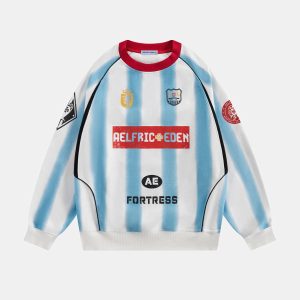 Aelfric Eden 77 Stripe Patchwork Print Sweatshirt