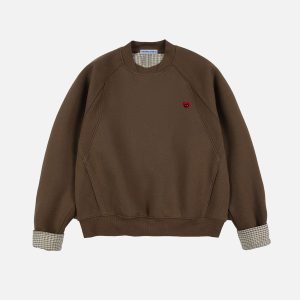 Aelfric Eden Plaid Patchwork Boxy Sweatshirt