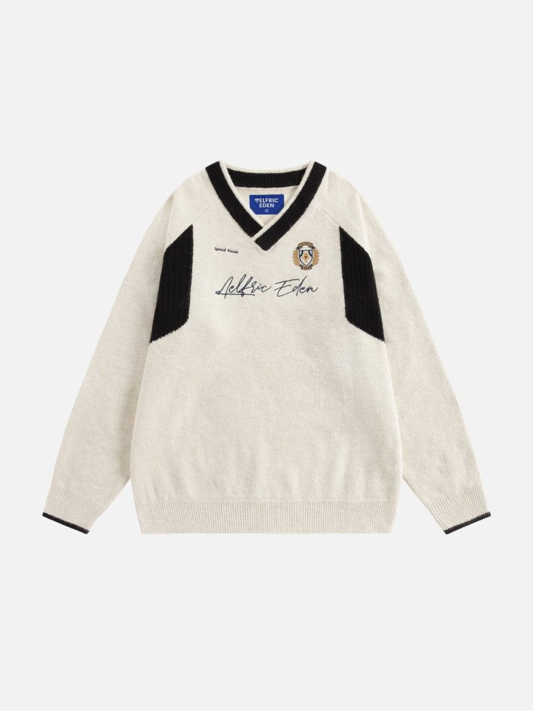 Aelfric Eden Patchwork V-Neck Sweater