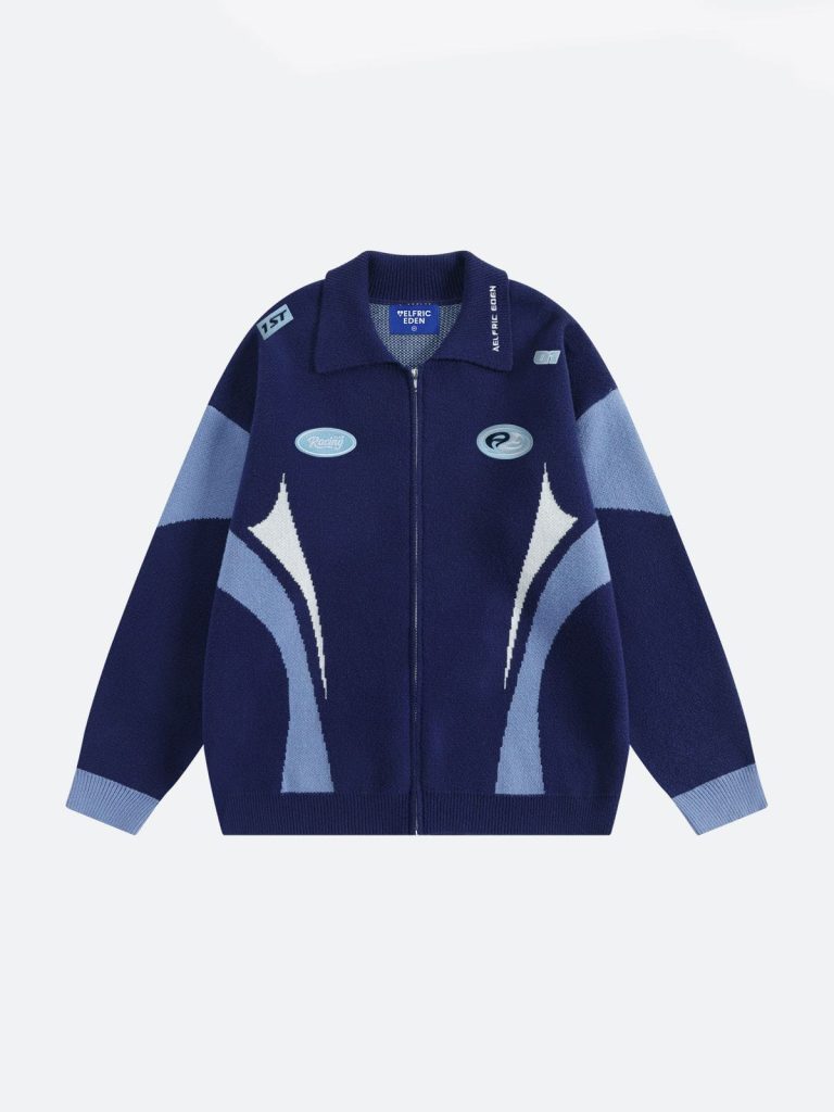 Aelfric Eden Racing Patchwork Zip Up Cardigan