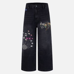 Aelfric Eden Floral Embroidery Double Knee Jeans