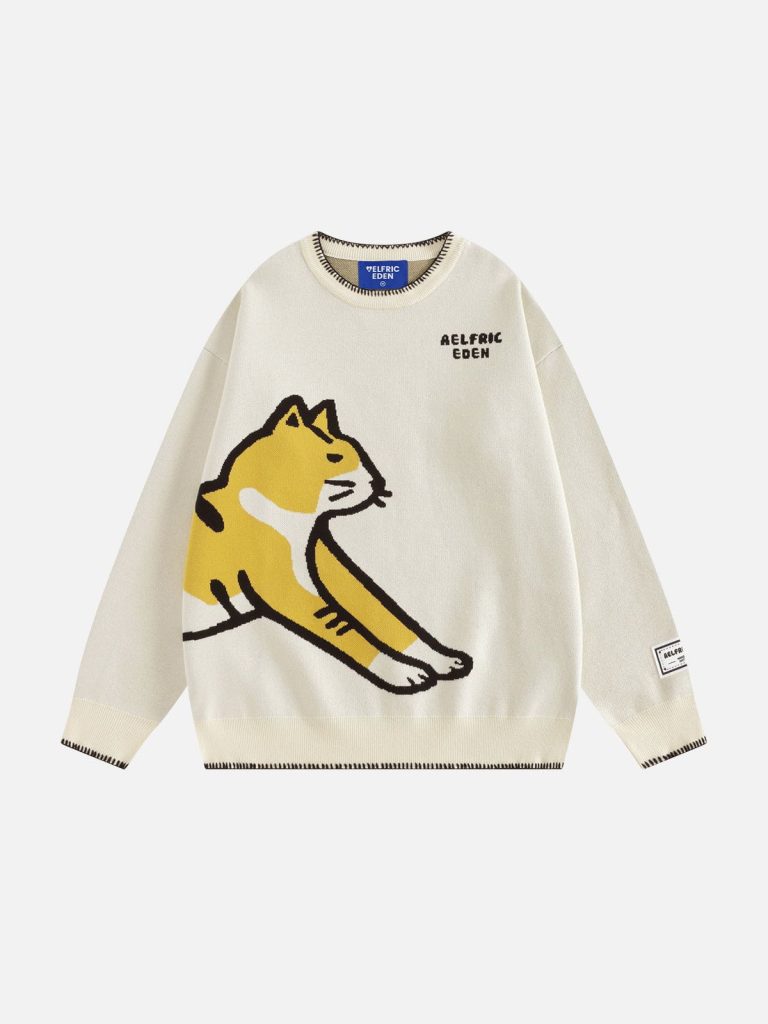 Aelfric Eden Hand Drawn Cat Jacquard Sweater