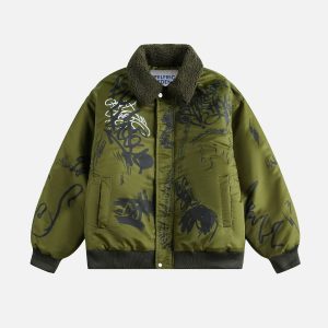Aelfric Eden Graffiti Sherpa Collar Coat