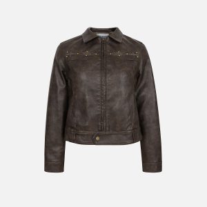 Aelfric Eden Vintage Rivet Fuax Leather Jacket