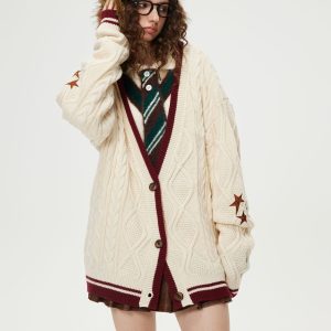 Aelfric Eden Color Blocking Star V-Neck Cardigan