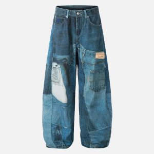 Aelfric Eden Illusion Denim Graphic Baaggy Barrel Jeans