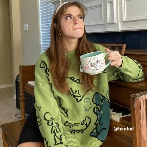 Aelfric Eden Dinosaur Cartoon Graphic Knit Sweater