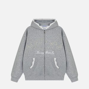 Aelfric Eden Pearl Bow Zip Up Hoodie