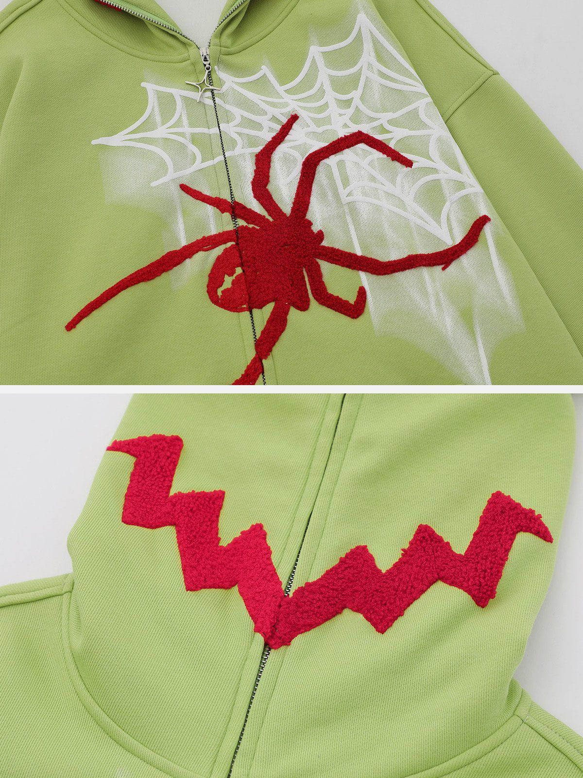 Aelfric Eden Horn Design Flocking Spider Zip Up Hoodie - Image 18