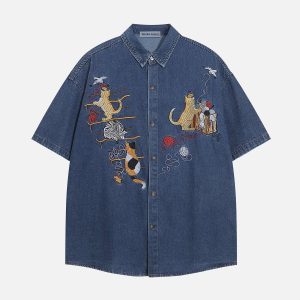 Aelfric Eden Embroidery Kitten Denim Shirt