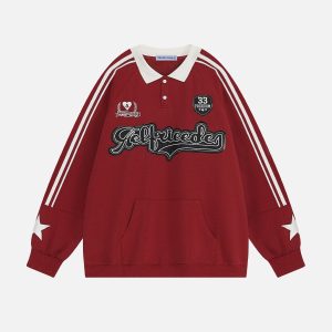 Aelfric Eden Applique Embroidery Polo Sweatshirt