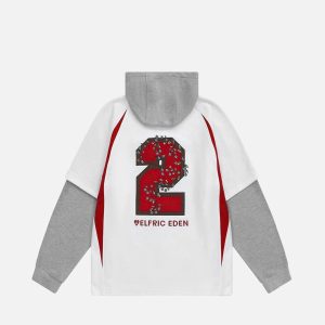 Aelfric Eden Patchwork Layered Pullover Hoodie