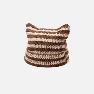 Stripe Cat Ear Beanie