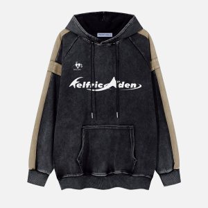 Aelfric Eden Color Blocking Washed Pullover Hoodie